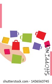 Shopping bags, packages, shopping, business, vector background.