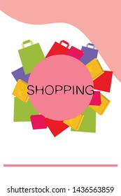 Shopping bags, packages, shopping, business, vector background.