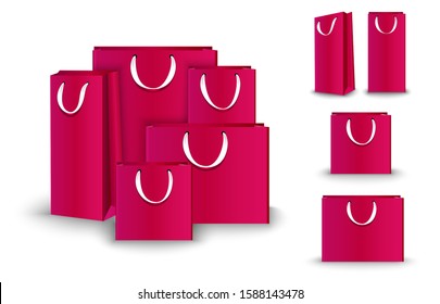 Shopping Bags paper, set mockups