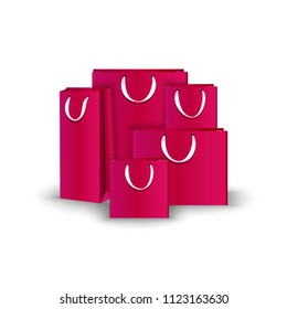 Shopping Bags paper, set. Place for logo insertion, branding, mockups Vector illustration