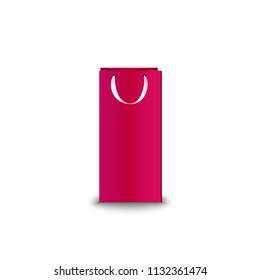 Shopping Bags paper, set. Red bright color. Vector illustration