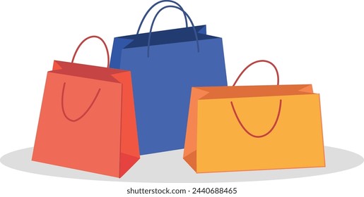 Shopping bags. Retail sale purchases color icon isolated on white background