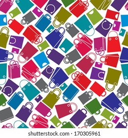 Shopping bags seamless background, vector icon set, elements easy to use separately as icons