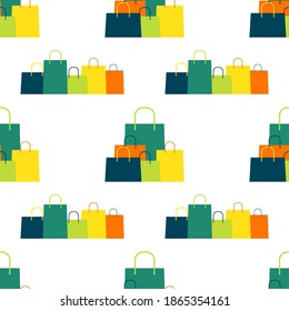 Fondo De Patrón Sin Precedentes De Las Bolsas De Compras. EPS10 de ilustración vectorial