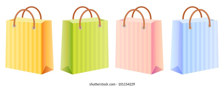 shopping bags set; multicolor; vector illustration; isolated