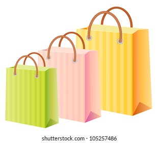 shopping bags set; multicolor; vector illustration; isolated