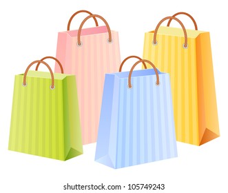shopping bags set; multicolor; vector illustration; isolated