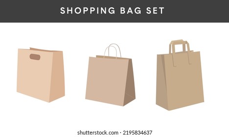 Shopping bags set. Vector isolated editable set of paper shopping bags illustrations