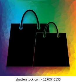Shopping bags sign. Vector. Flat style black icon on white.