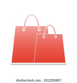 Shopping bags sign. Vector. Reddish icon with white and gray shadow on white background. Isolated.