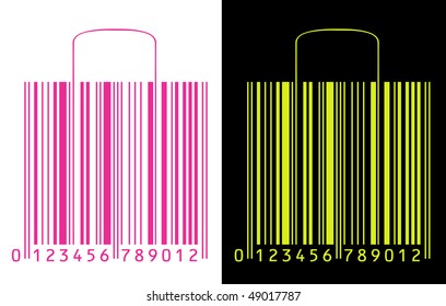 shopping bags stylized as barcode