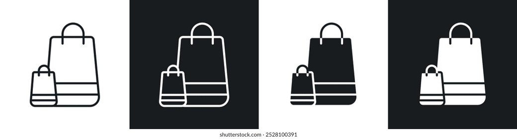 Shopping Bags vector icon set in black and white