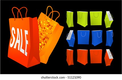 Shopping bags vector set.