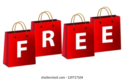 Shopping bags with the word "Free". Vector illustration