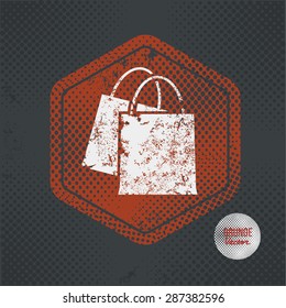Shopping bag,stamp design on old dark background,grunge concept,vector