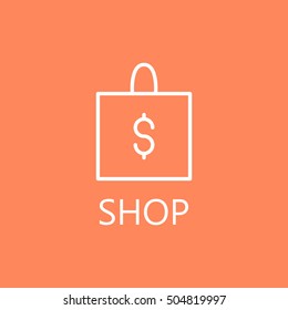 Shopping bag,vector illustration. Web shopping line icon. High quality outline pictigram for design website or mobile app. Vector thin line illustration of shopping bag.