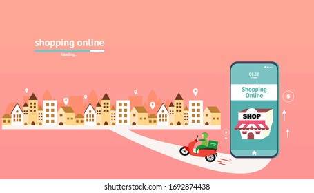 Shopping banner design. Shopping in vector. Delivery service in vector.