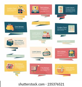 shopping banner flat design background set, eps10
