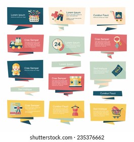 shopping banner flat design background set, eps10
