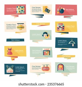 shopping banner flat design background set, eps10