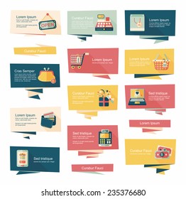shopping banner flat design background set, eps10