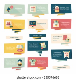 shopping banner flat design background set, eps10