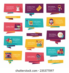 shopping banner flat design background set, eps10