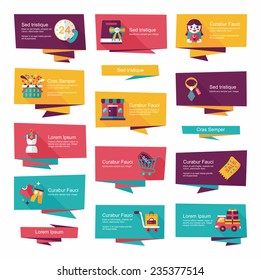 shopping banner flat design background set, eps10