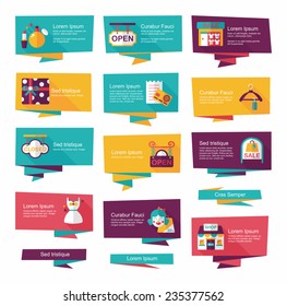 shopping banner flat design background set, eps10