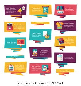 shopping banner flat design background set, eps10