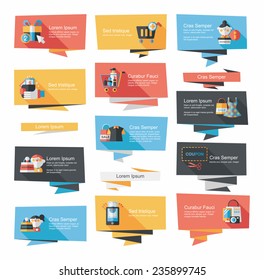shopping banner flat design background set, eps10