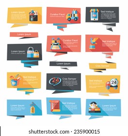 shopping banner flat design background set, eps10