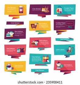 shopping banner flat design background set, eps10