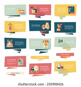 shopping banner flat design background set, eps10
