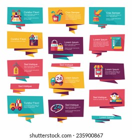 shopping banner flat design background set, eps10
