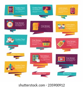 shopping banner flat design background set, eps10