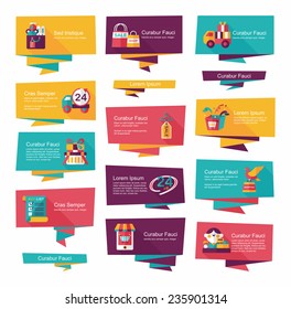 shopping banner flat design background set, eps10