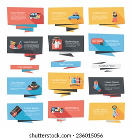 shopping banner flat design background set, eps10