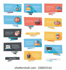 shopping banner flat design background set, eps10