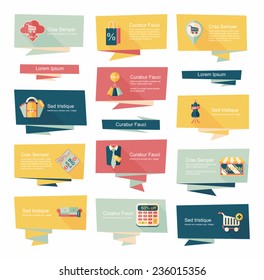shopping banner flat design background set, eps10