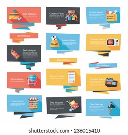 shopping banner flat design background set, eps10