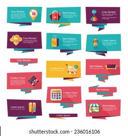 shopping banner flat design background set, eps10