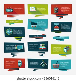 shopping banner flat design background set, eps10