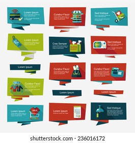 shopping banner flat design background set, eps10