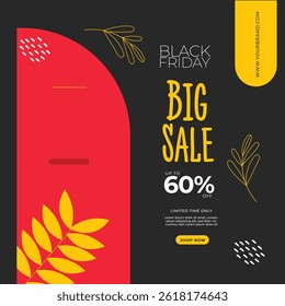 shopping banners with crossed discount ribbons and text - Black Friday Special offer. Social media posts template.eps