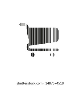 shopping, barcode on trolley on white background, vector