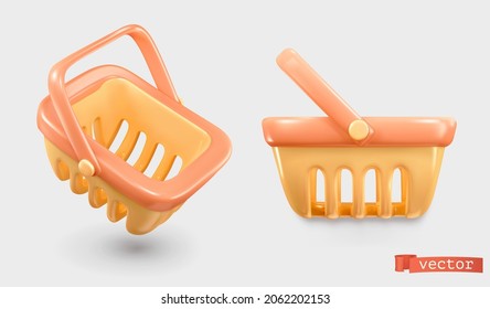 Shopping basket. 3d realistic render vector icon