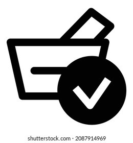Shopping Basket Accept Flat Icon Isolated On White Background