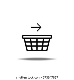 Shopping Basket With Arrow Thin Line Single Icon