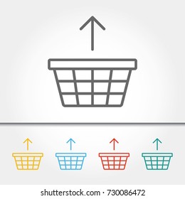 Shopping Basket with Up Arrow Thin Line Single Icon Vector Illustration